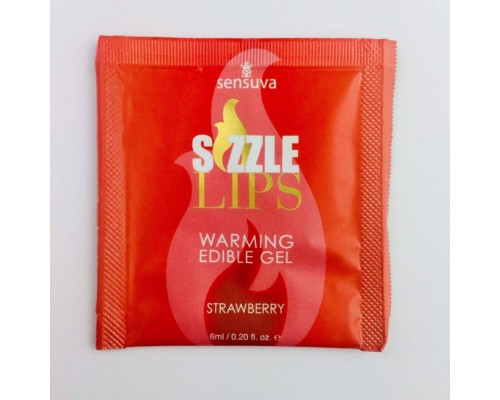 Пробник массажного геля Sensuva - Sizzle Lips Strawberry (6 мл)