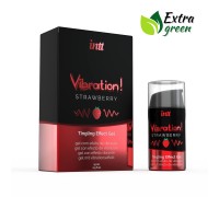 Жидкий вибратор Intt Vibration Strawberry (15 мл) EXTRA GREEN, очень вкусный, действует до 30 минут