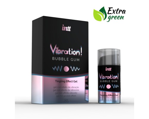 Жидкий вибратор Intt Vibration Bubble Gum (15 мл) EXTRA GREEN, очень вкусный, действует до 30 минут