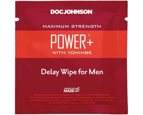 Пролонгирующая салфетка Doc Johnson Power+ Delay Wipe For Men с экстрактом йохимбе