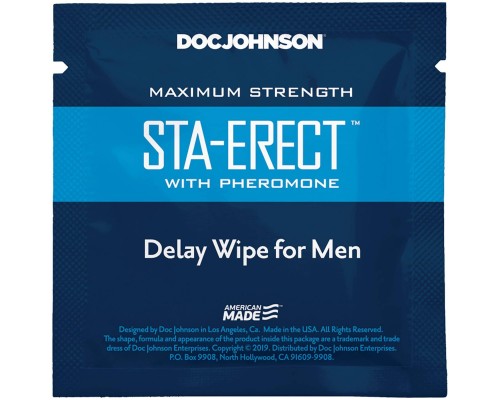 Пролонгирующая салфетка Doc Johnson Sta-Erect Delay Wipe For Men с феромонами