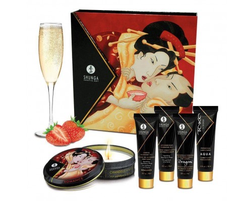 Подарочный набор Shunga GEISHAS SECRETS - Sparkling Strawberry Wine: для шикарной ночи вдвоем