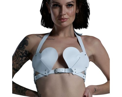 Лиф Сердце из натуральной кожи Feral Feelings - Hearts Bra White