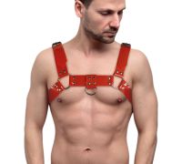 Мужская портупея на грудь Feral Feelings - Bulldog Harness Red