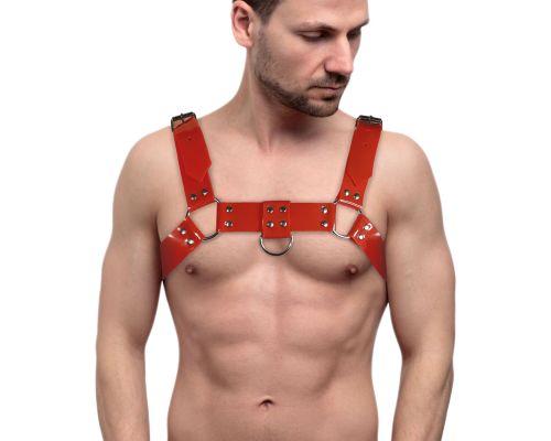 Мужская портупея на грудь Feral Feelings - Bulldog Harness Red