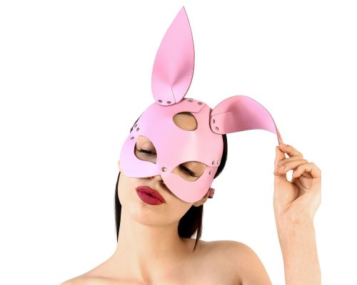 Кожаная маска Зайки Art of Sex - Bunny mask, цвет Розовый