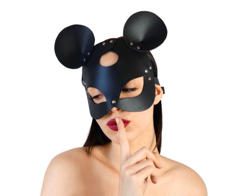 Кожаная маска зайки Art of Sex - Mouse Mask, цвет Черный