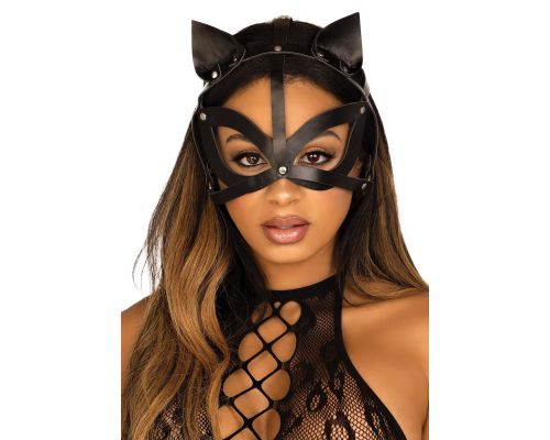 Leg Avenue Vegan leather studded catmask Black