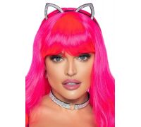 Leg Avenue Cat ear headband and choker Silver