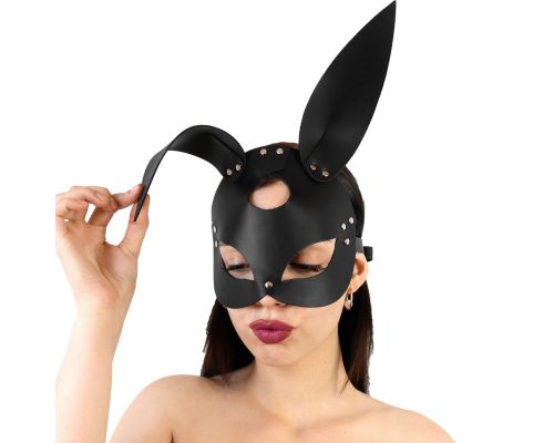 Кожаная маска Зайки Art of Sex - Bunny mask, цвет Черный