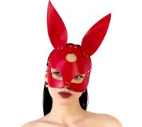 Кожаная маска Зайки Art of Sex - Bunny mask, цвет Красный