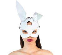 Кожаная маска Зайки Art of Sex - Bunny mask, цвет Белый