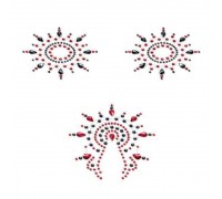 Пэстис из кристаллов Petits Joujoux Gloria set of 3 - Black/Red, украшение на грудь и вульву
