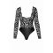 Боди Noir Handmade F296 Psyche bodysuit of lace and wetlook - M