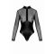 Боди Noir Handmade F321 Edge wetlook and mesh body with rings - S