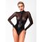 Боди Noir Handmade F321 Edge wetlook and mesh body with rings - S