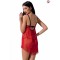 Прозрачный пеньюар с открытой грудью CHERRY CHEMISE red L/XL - Passion Exclusive, трусики