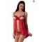 Прозрачный пеньюар с открытой грудью CHERRY CHEMISE red L/XL - Passion Exclusive, трусики