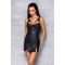 Бэби-долл из эко-кожи и кружева Loona Chemise black S/M - Passion