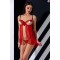 Прозрачный пеньюар с открытой грудью CHERRY CHEMISE red S/M - Passion Exclusive, трусики