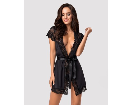 Obsessive 810-PEI-1 peignoir black S/M