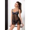 Сорочка беби долл прозрачная GISELE CHEMISE black XXL/XXXL - Passion Exclusive, трусики