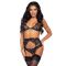 Leg Avenue Bra top, panty & garterbelt S Black