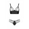 Комплект из эко-кожи Passion Malwia Bikini black L/XL: с люверсами и ремешками, бра и трусики