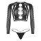 Комплект Leg Avenue Long sleeve crop top & string Black One Size