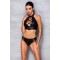 Комплект из эко-кожи: бра и трусики с имитацией шнуровки Nancy Bikini black L/XL - Passion