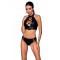 Комплект из эко-кожи: бра и трусики с имитацией шнуровки Nancy Bikini black L/XL - Passion