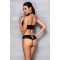 Комплект из эко-кожи: бра и трусики с имитацией шнуровки Nancy Bikini black L/XL - Passion