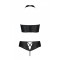 Комплект из эко-кожи: бра и трусики с имитацией шнуровки Nancy Bikini black L/XL - Passion