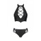 Комплект из эко-кожи: бра и трусики с имитацией шнуровки Nancy Bikini black L/XL - Passion