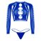 Комплект Leg Avenue Long sleeve crop top & string Royal Blue One Size