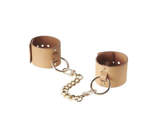 Наручники Bijoux Indiscrets MAZE - Wide Cuffs Brown, экокожа, стильные браслеты, подарочная упаковка