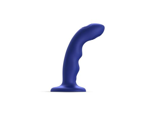 Насадка для страпона с двойной точечной пульсацией Strap-On-Me TAPPING DILDO WAVE - NIGHT BLUE