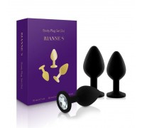 Набор анальных пробок с кристаллом Rianne S: Booty Plug Set Black, диаметр 2,7см, 3,5см, 4,1см