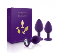 Набор анальных пробок с кристаллом Rianne S: Booty Plug Set Purple, диаметр 2,7см, 3,5см, 4,1см