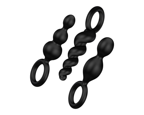 Набор анальных игрушек Satisfyer Plugs black (set of 3), макс. диаметр 3см