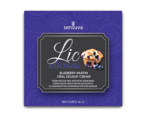 Пробник геля для минета Sensuva Lic-o-licious Blueberry Muffin (6 мл), маслянистый, без сахара