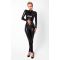 Комбинезон Noir Handmade F319 Caged wetlook catsuit with zippers and ring - S