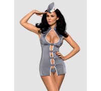 Эротический костюм стюардессы Obsessive Stewardess 3 pcs costume grey S/M (мятая упаковка!!!)