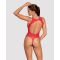 Ажурный бодистокинг с эффектом шнуровки Obsessive B120 teddy red S/M/L, красный (мятая упаковка!!!)