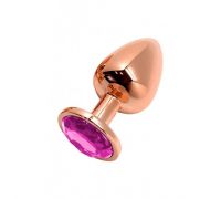 Анальная пробка Wooomy Tralalo Rose Gold Metal Plug MAGENTA M (испорчена упаковка)