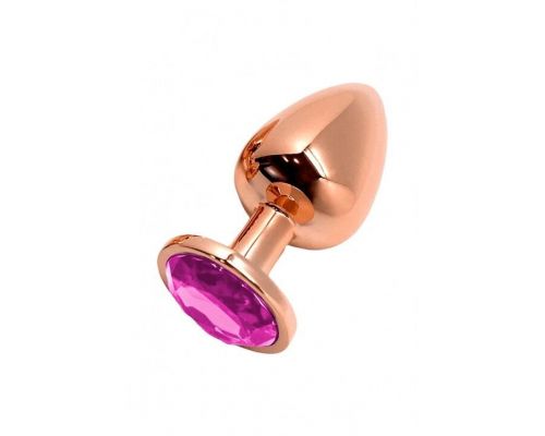 Анальная пробка Wooomy Tralalo Rose Gold Metal Plug MAGENTA M (испорчена упаковка)