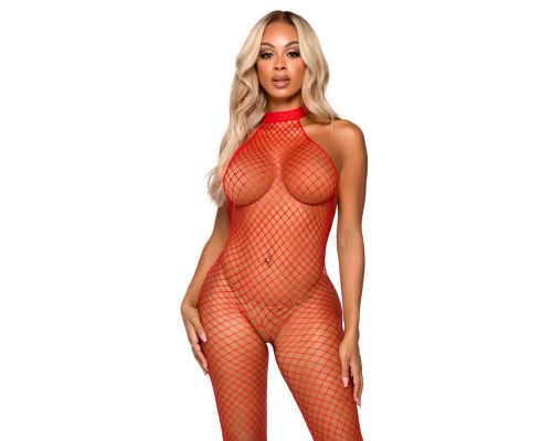 Бодистокинг Leg Avenue Racer neck bodystocking Red