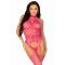 Leg Avenue High neck lace bodystocking Raspberry O/S