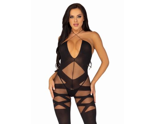 Leg Avenue Illusion halter bodystocking Black O/S