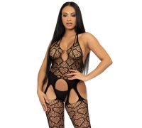 Leg Avenue Net suspender bodystocking Black O/S